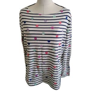 Talbots White Multicolor Dots Pullover Shirt Size XL